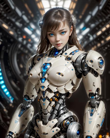 16316-69425-full_body, 1girl, mecha, glowing blue eyes, cute, biomechanical, complex robot, interior spaceship background in bokeh, hyper re.png